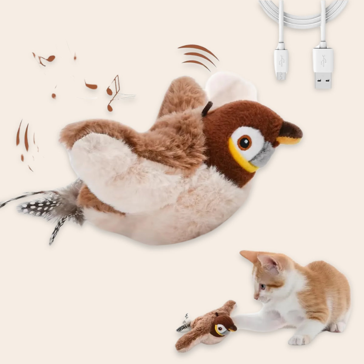 FelineFly Realistische Simulatie Vogel voor Katten - Grote Mus